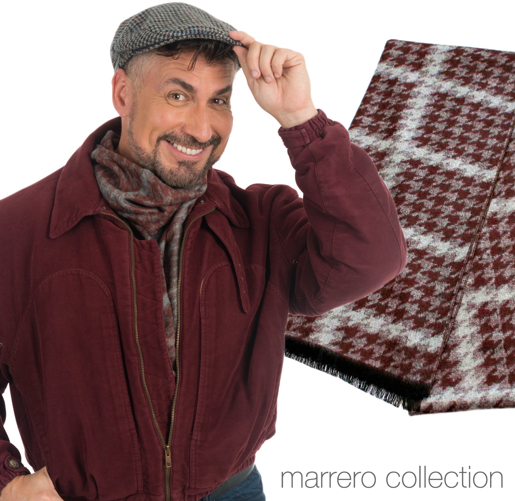Men's Scarf - Burgundy & Heather Gray