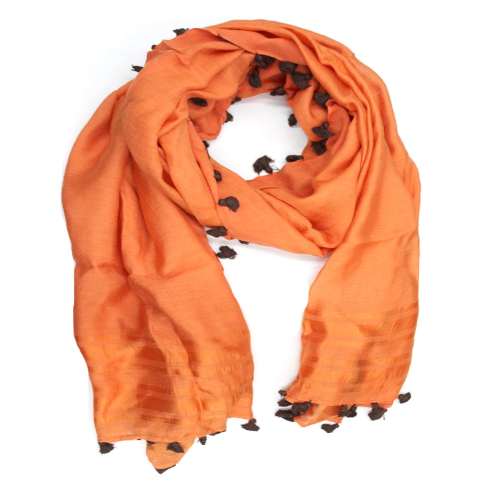 Pom Pom Scarf - Orange