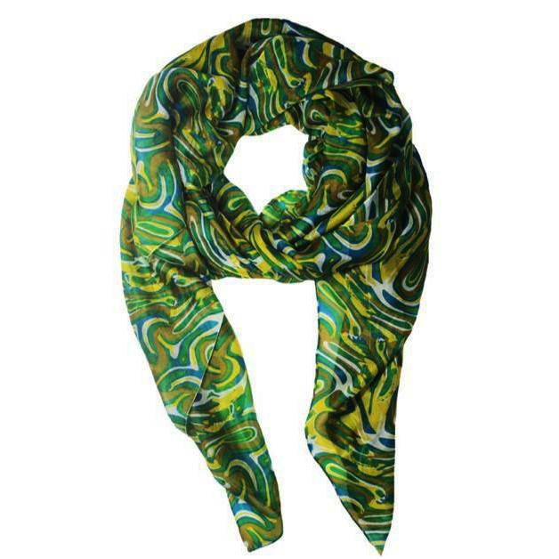 Multicolor Swirl Scarf - Green