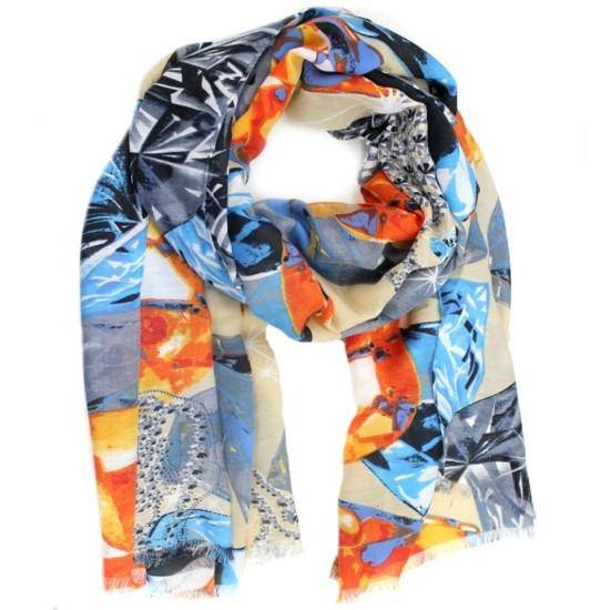 Abstract Print Scarf - Orange Multi
