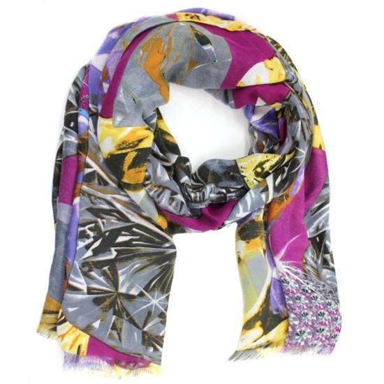 Abstract Print Scarf - Pink Multi