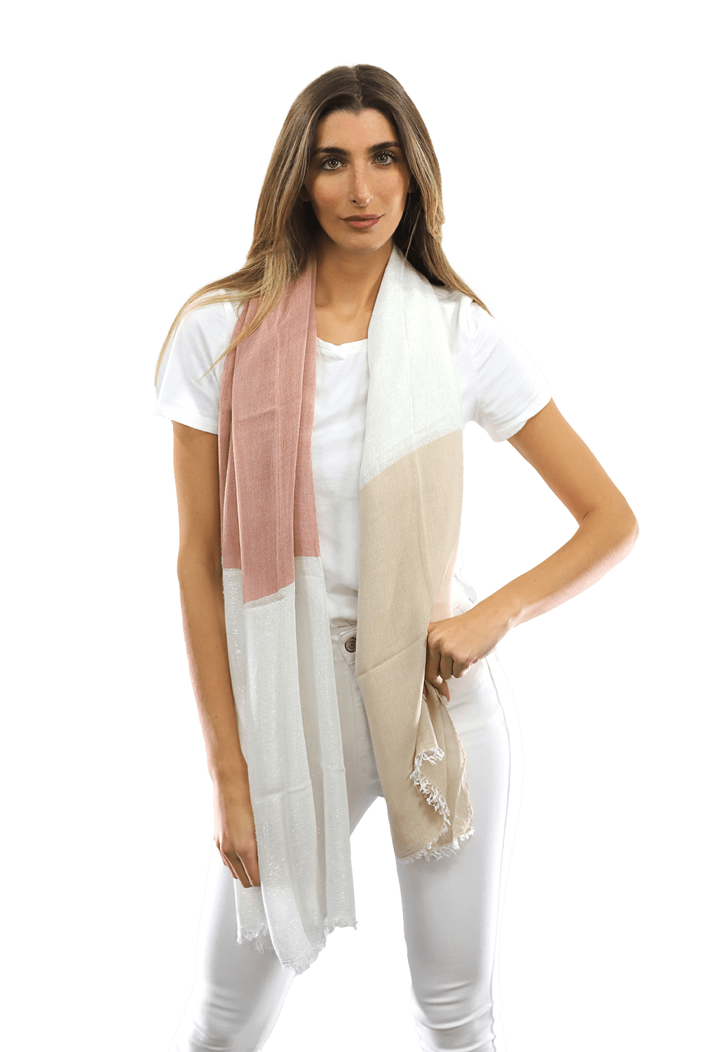 Color Block Scarf with Lurex