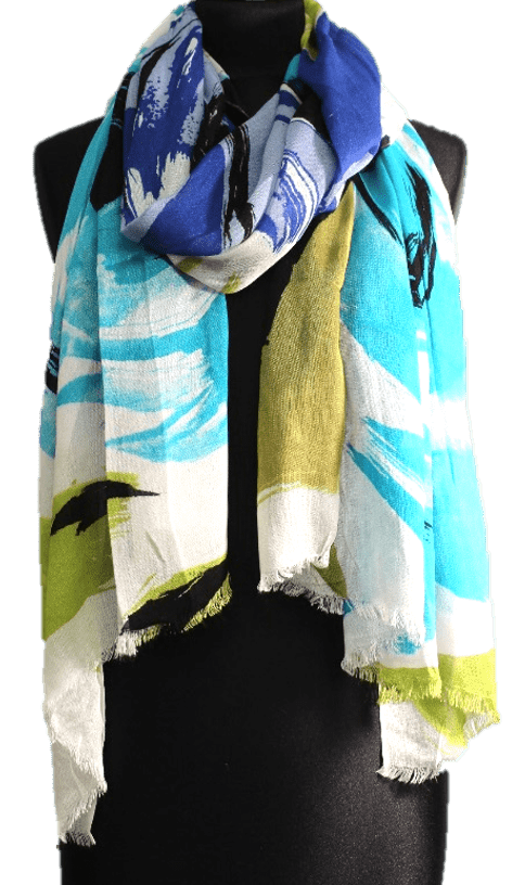 Flower Printed Scarf - Blue