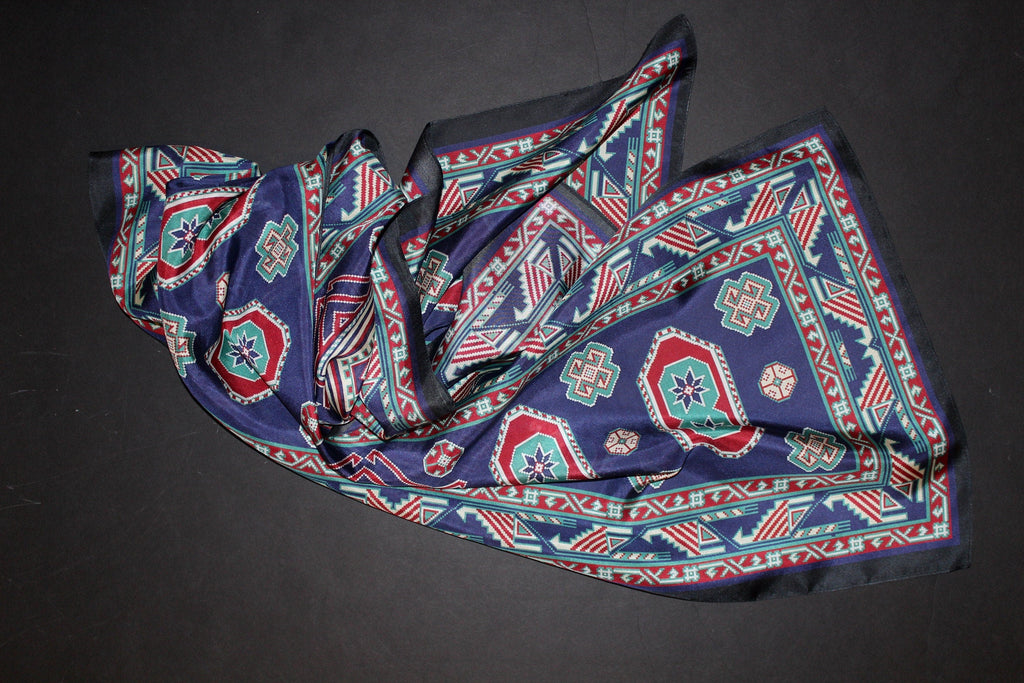 Silk scarf  71-15 in geometric pattern long pure silk scarf