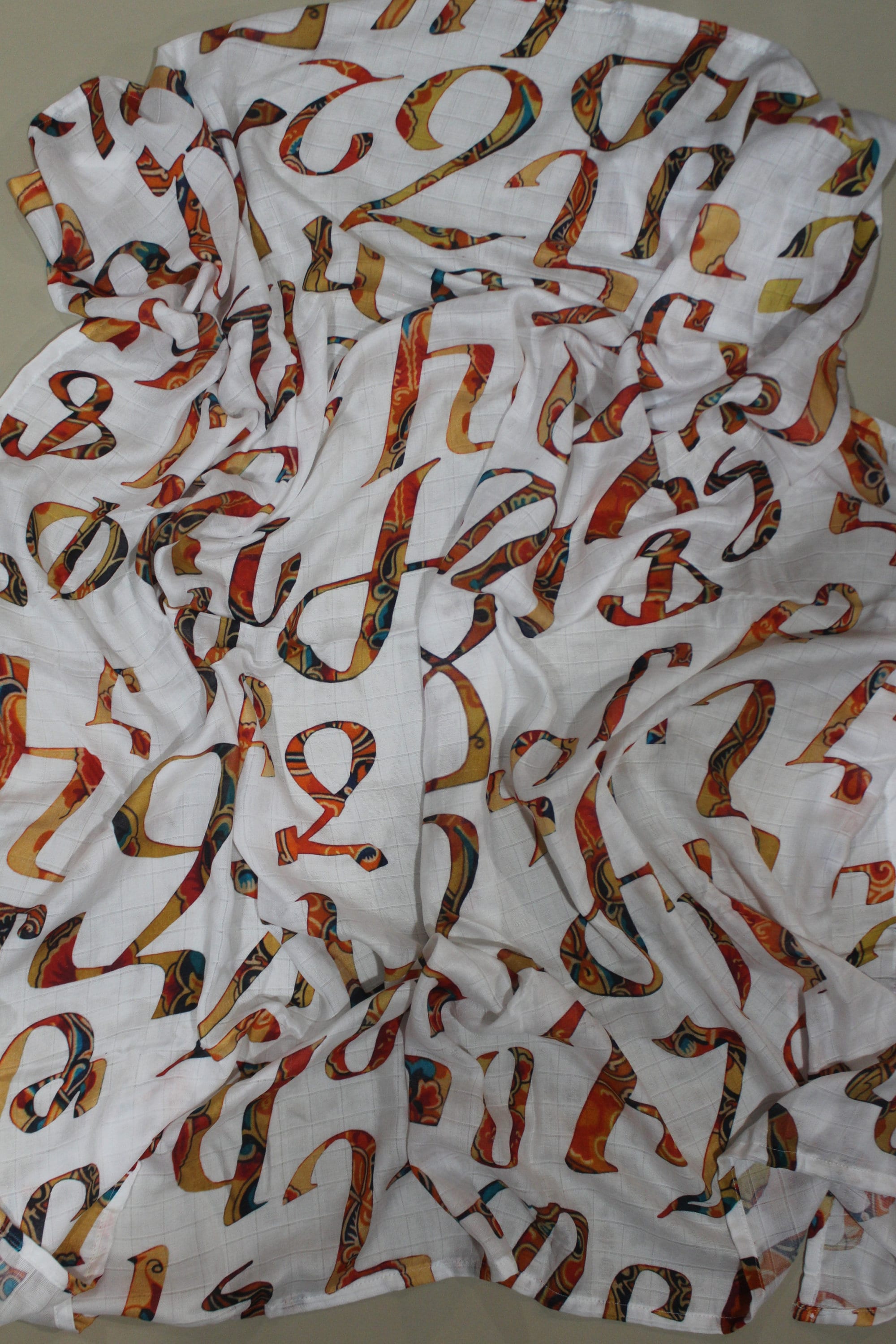 52-50 in newborn blanket  Armenian letter Alphabet   pure cotton muslin swaddle prewashed