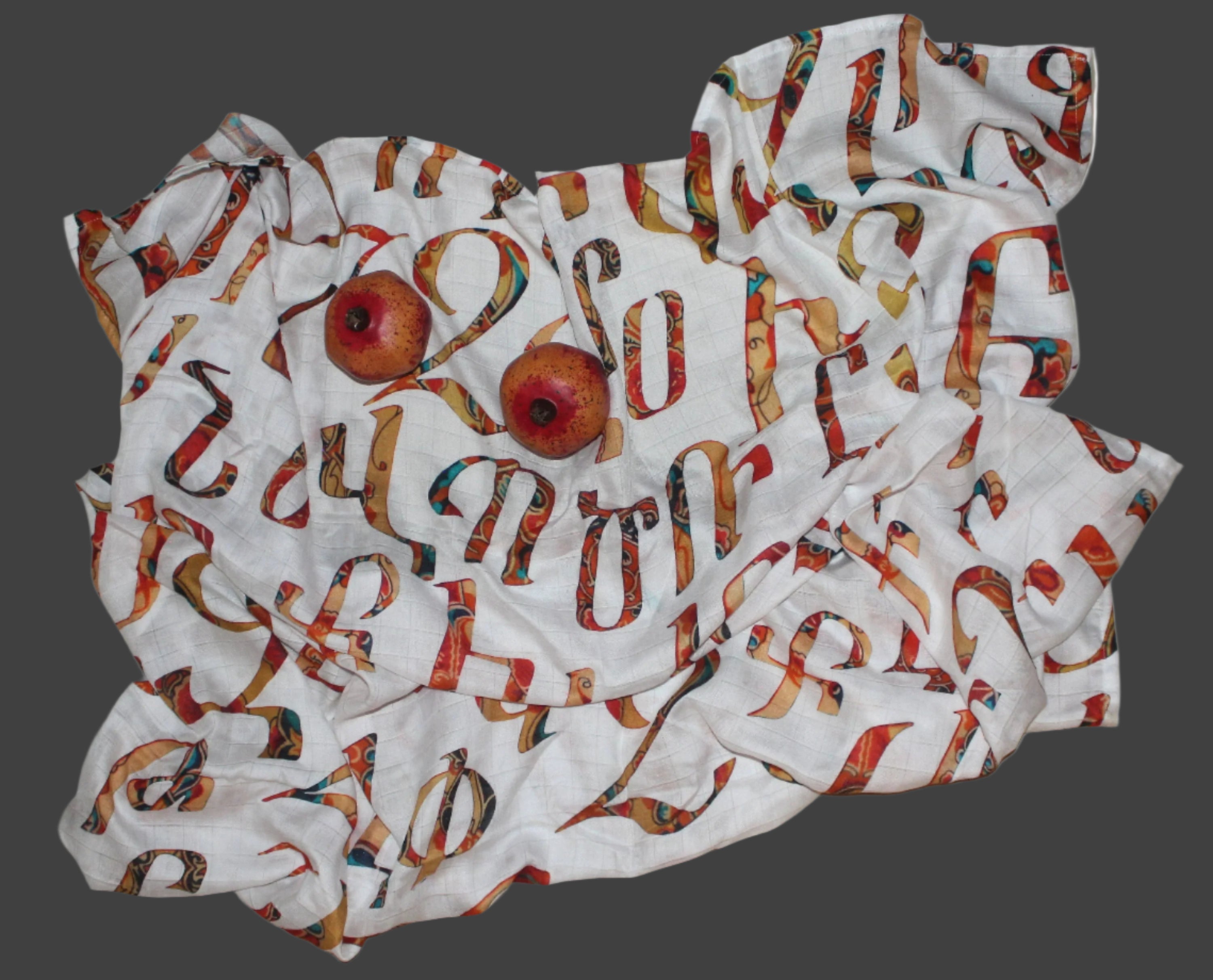 52-50 in newborn blanket  Armenian letter Alphabet   pure cotton muslin swaddle prewashed