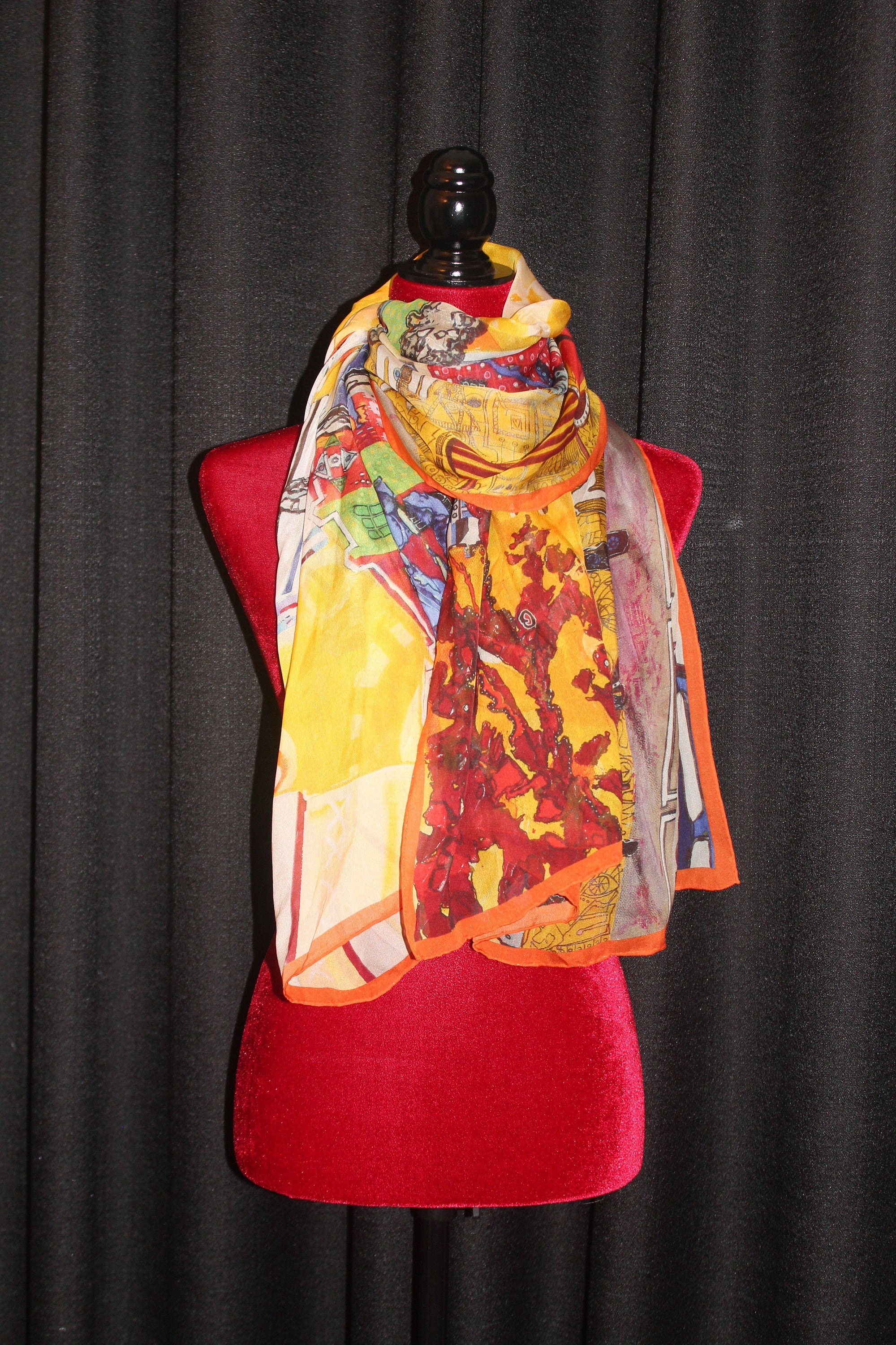 Israel Tel Aviv view Zoe Sever artist original painting printed on silk Modern Jewish art