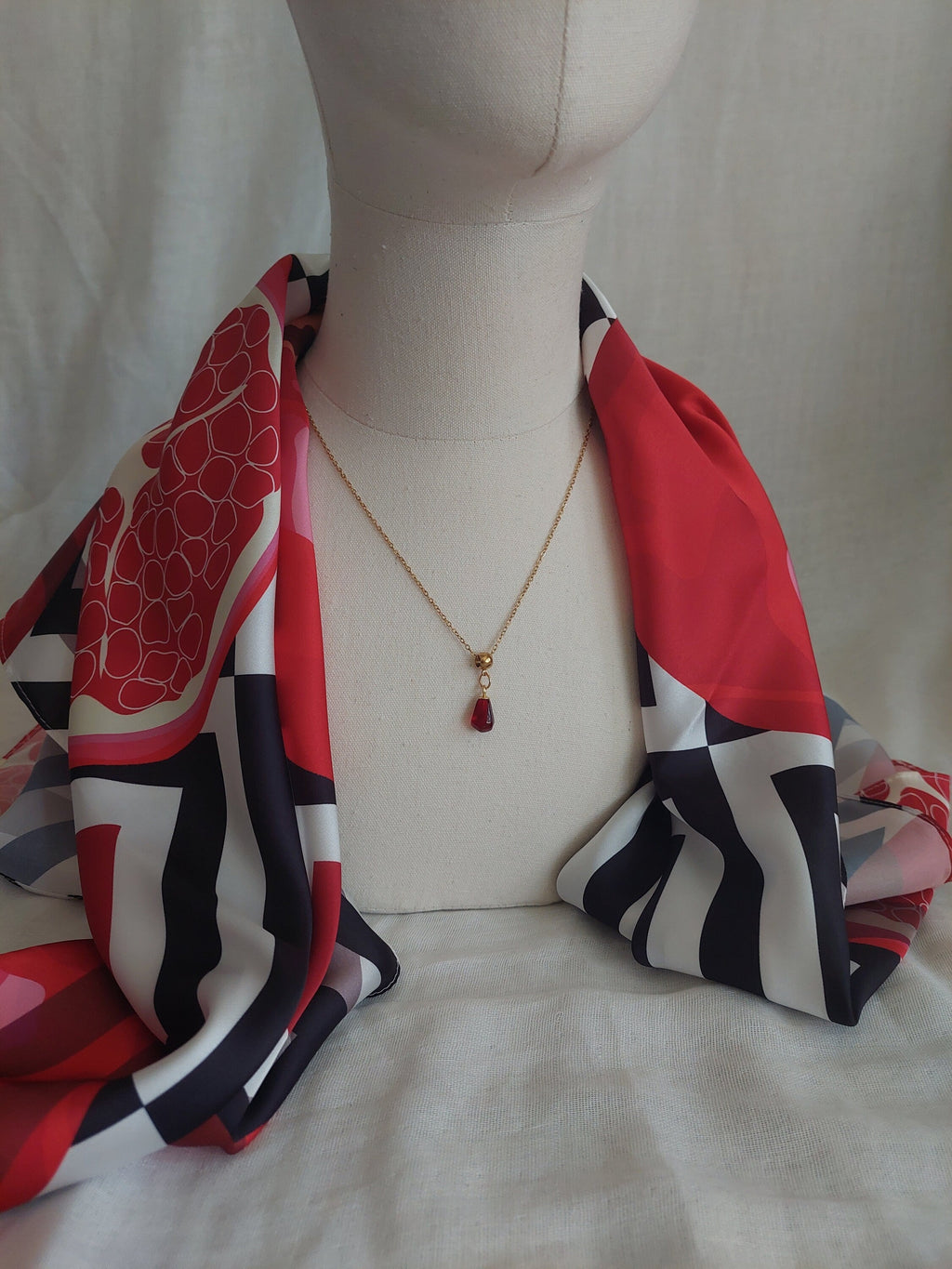 Pomegranate scarf high quality silk feeling satin  scarf