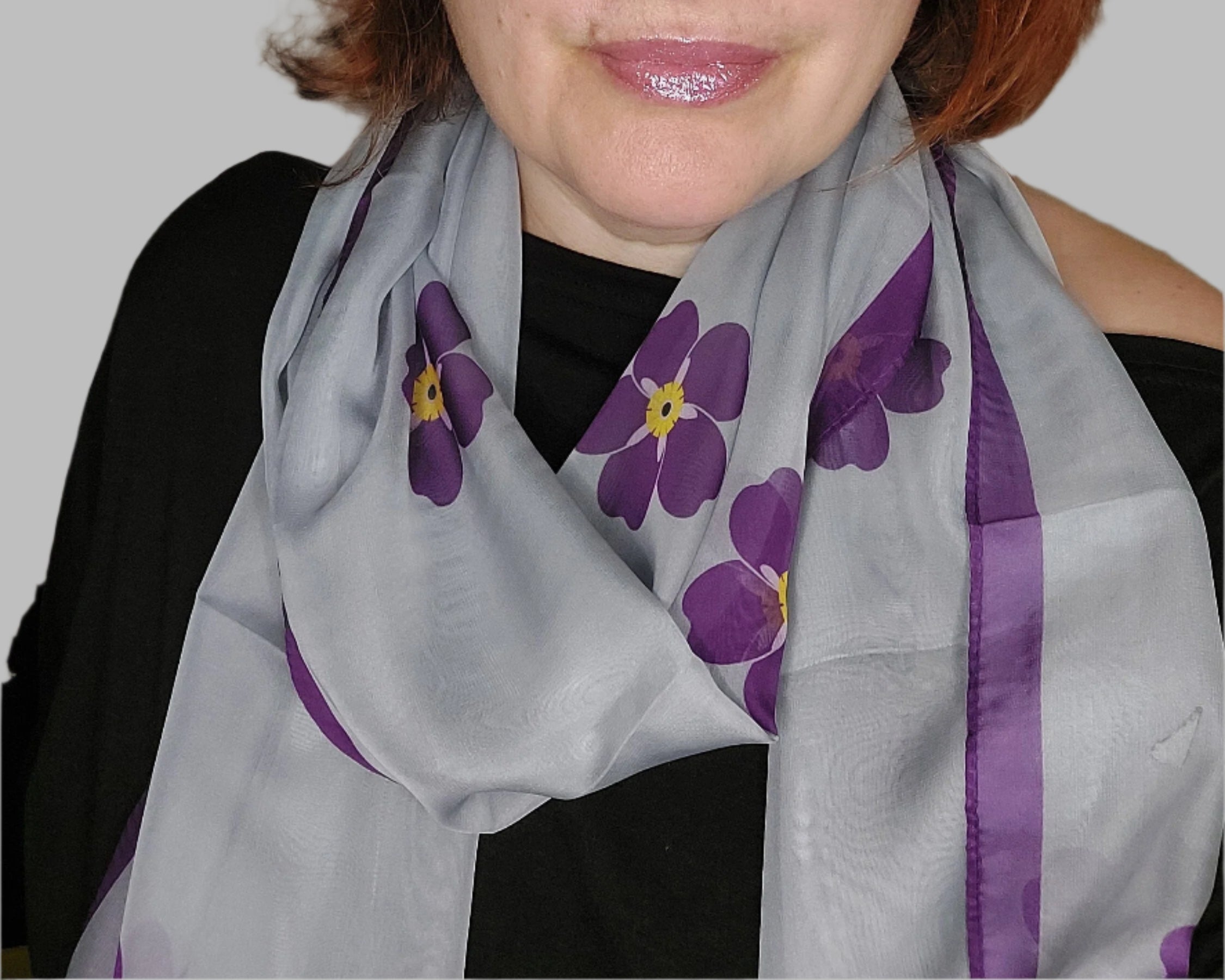 Forget me not 69-17 in long chiffon scarf