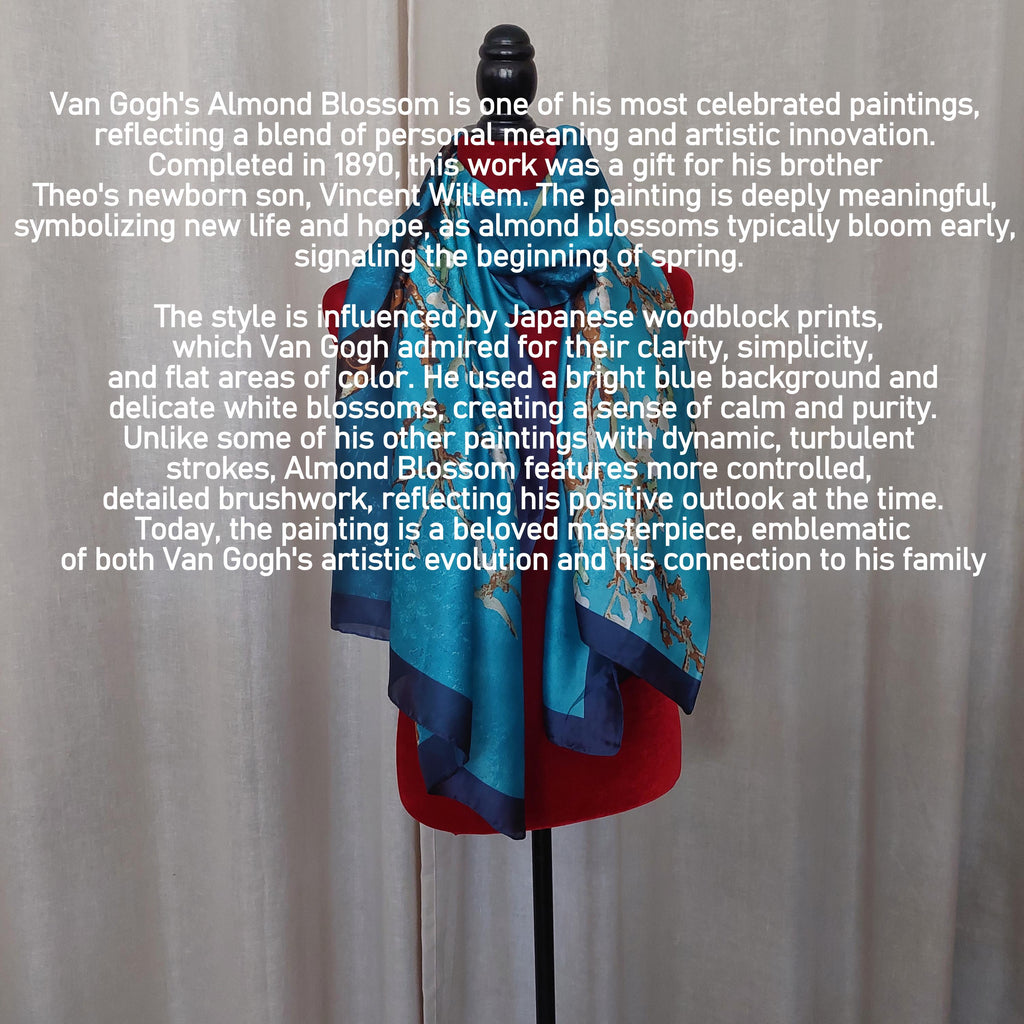 Gift set Van Gogh's Almond Blossom scarf with Starry Night earrings 75-30 in