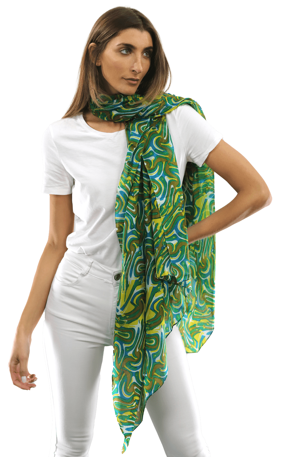 Multicolor Swirl Scarf - Green