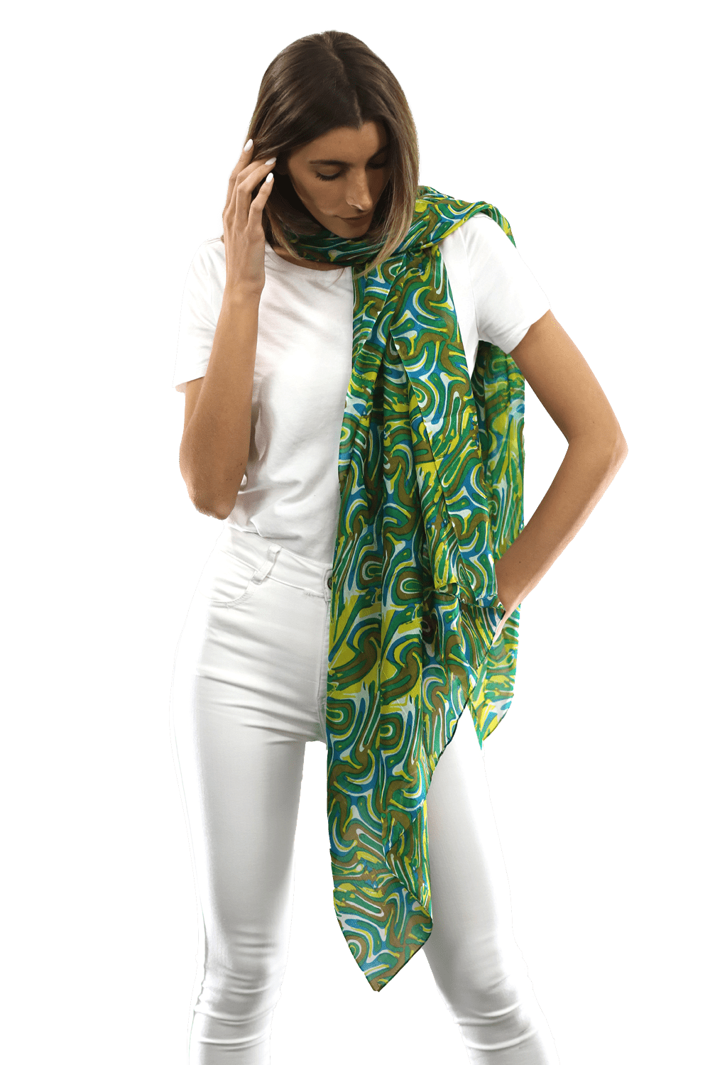 Multicolor Swirl Scarf - Green
