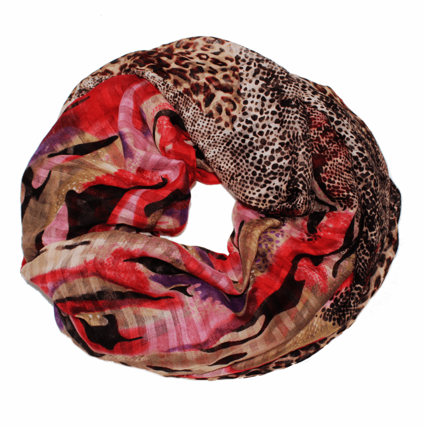 Ombre Abstract Animal Print Scarf - Scarf - La Fiorentina,Red FST005