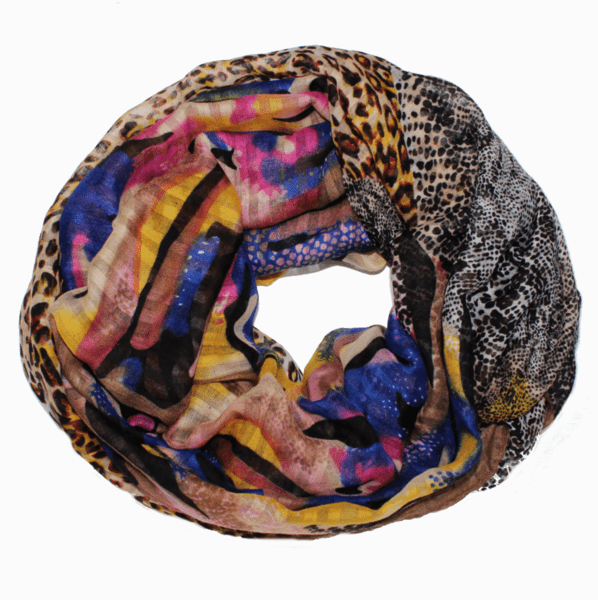 Ombre Abstract Animal Print Scarf - Scarf - La Fiorentina,Brown FST00 