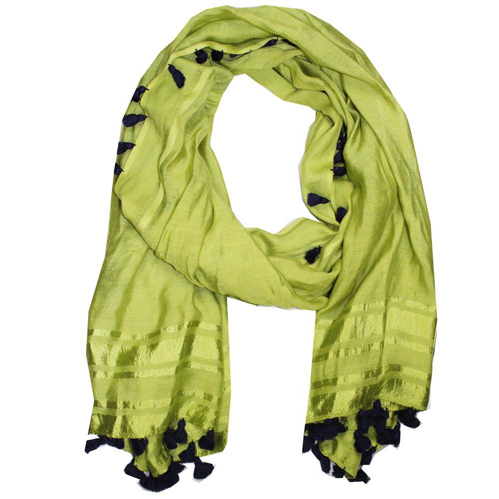 Pom Pom Scarf - Lime