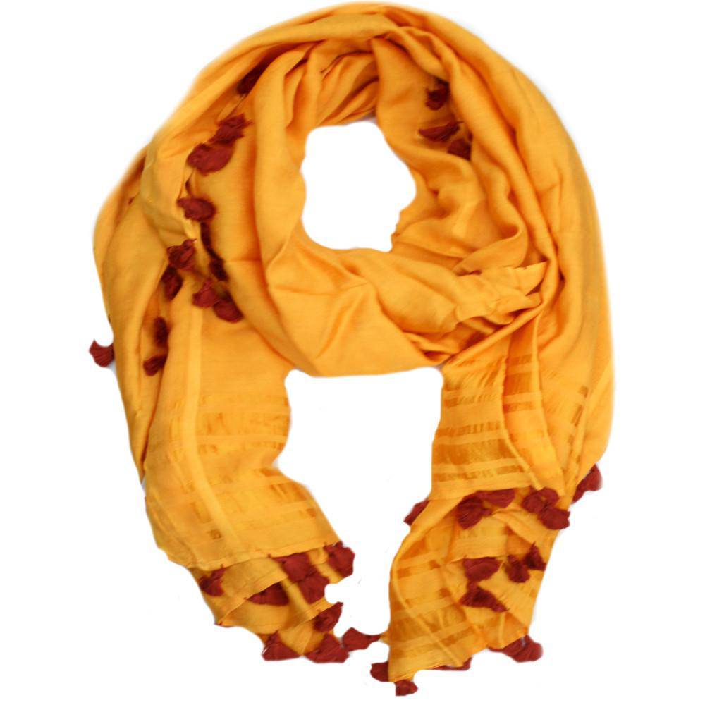 Pom Pom Scarf - Yellow