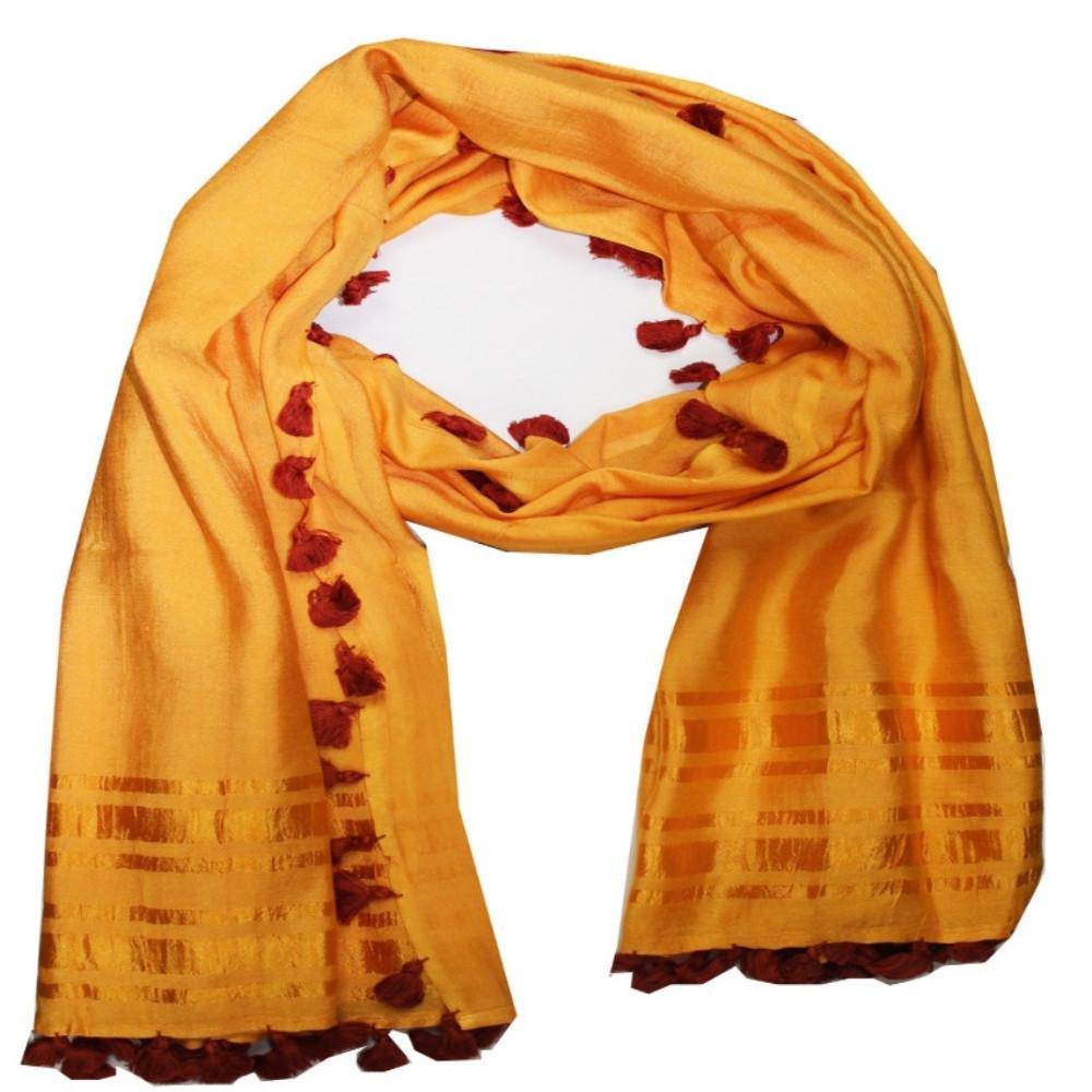 Pom Pom Scarf - Yellow