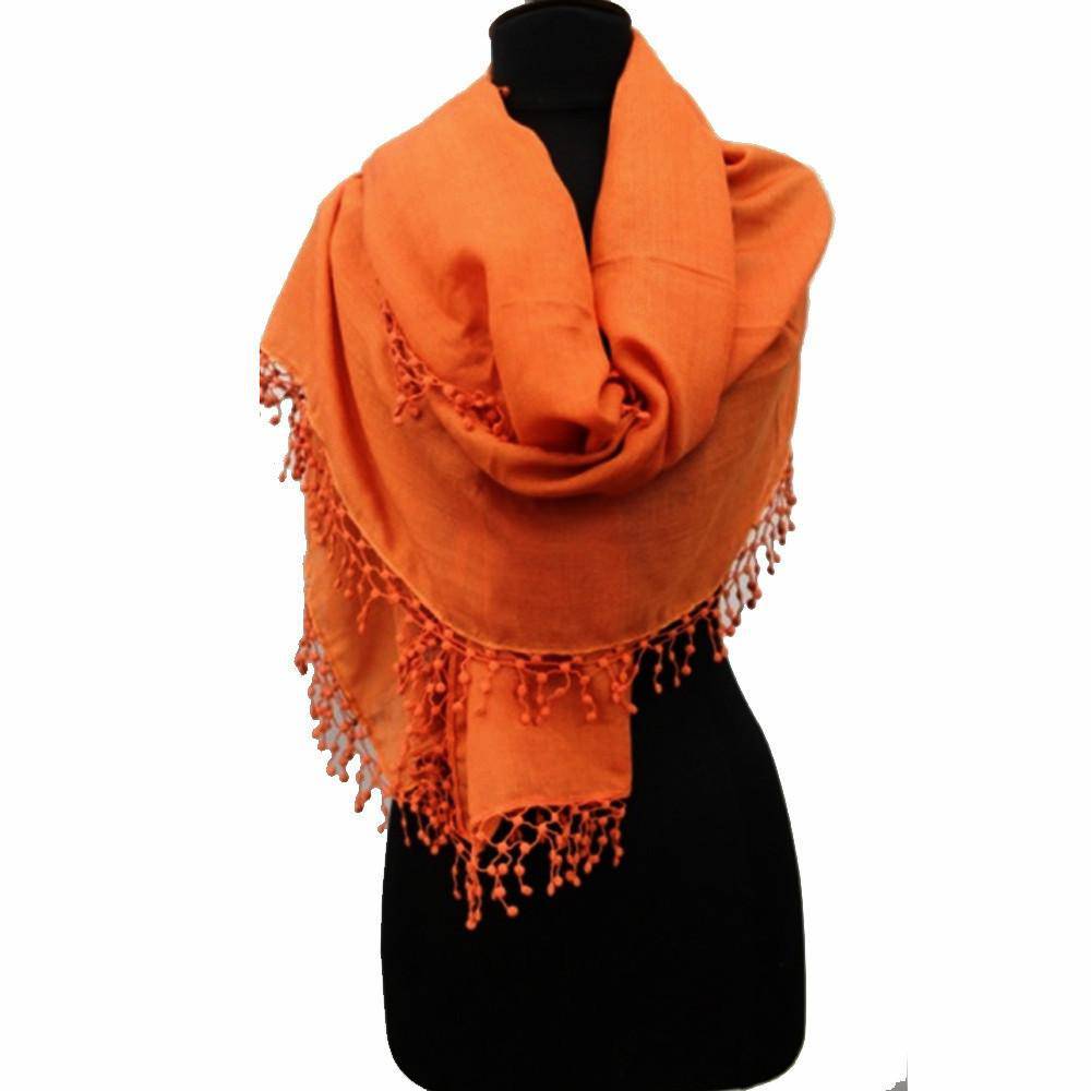 Pom Pom Wool/Silk Scarf