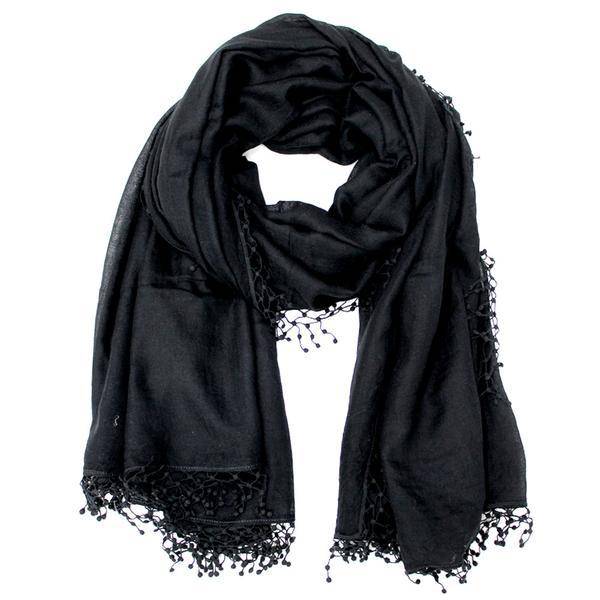 Pom Pom Wool/Silk Scarf