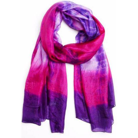 Silk Tie Dye Scarf - Pink Combo