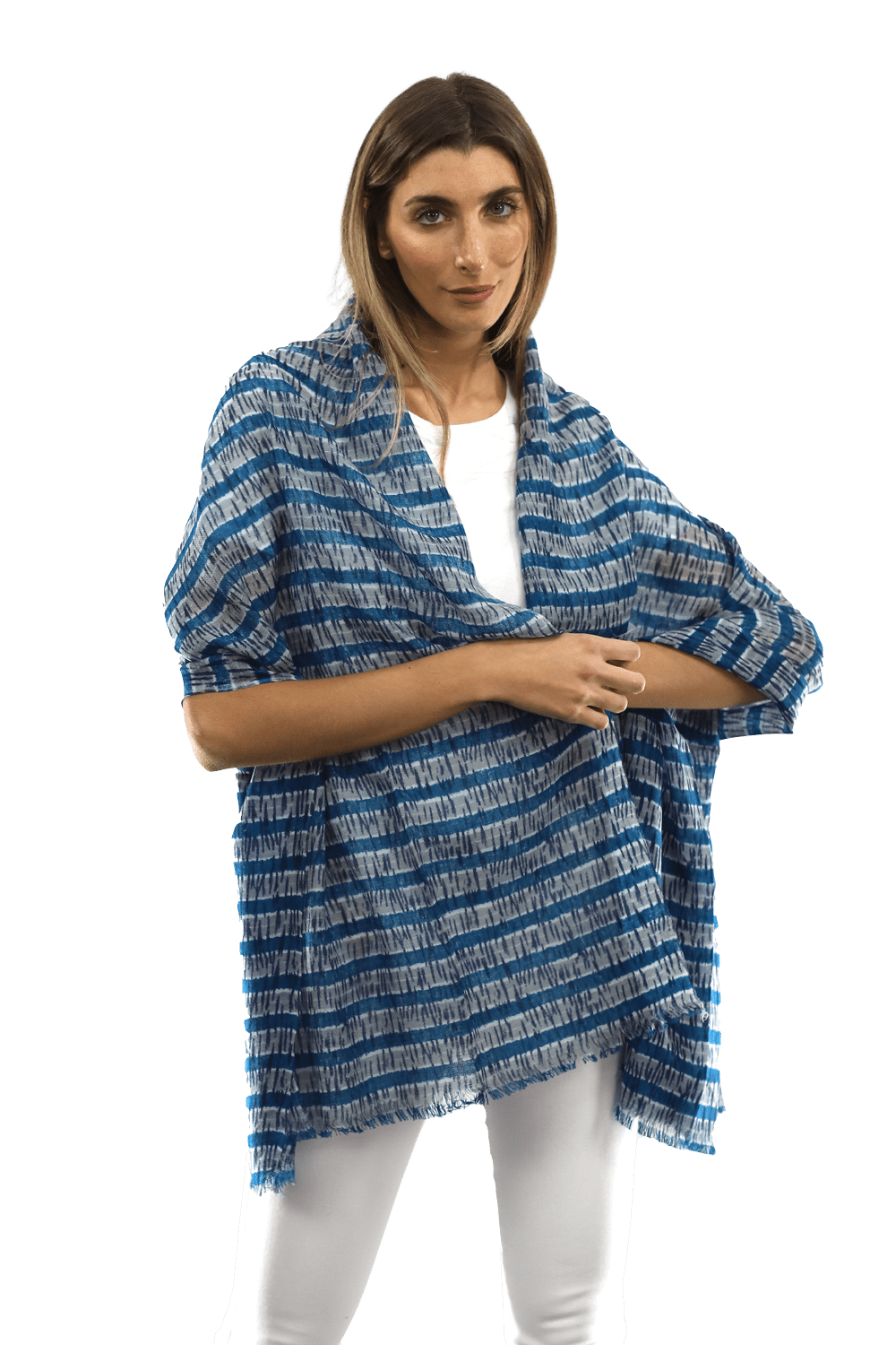 Tie Dye Light Print Scarf- Blue