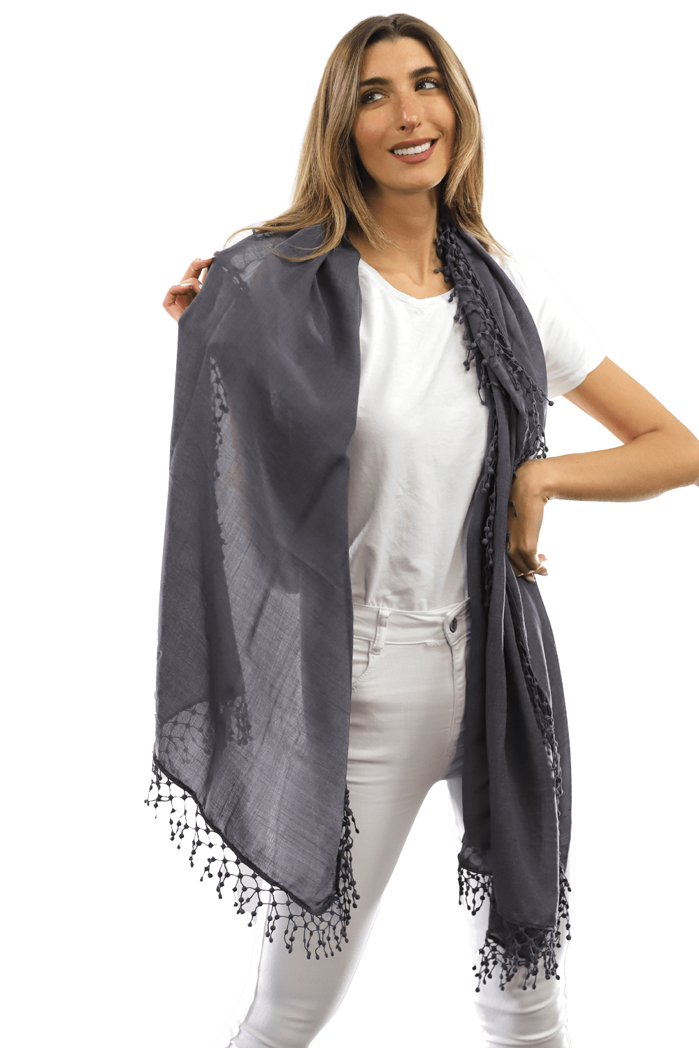 Tie Dye Light Print Scarf- Deep Plum Heather Grey