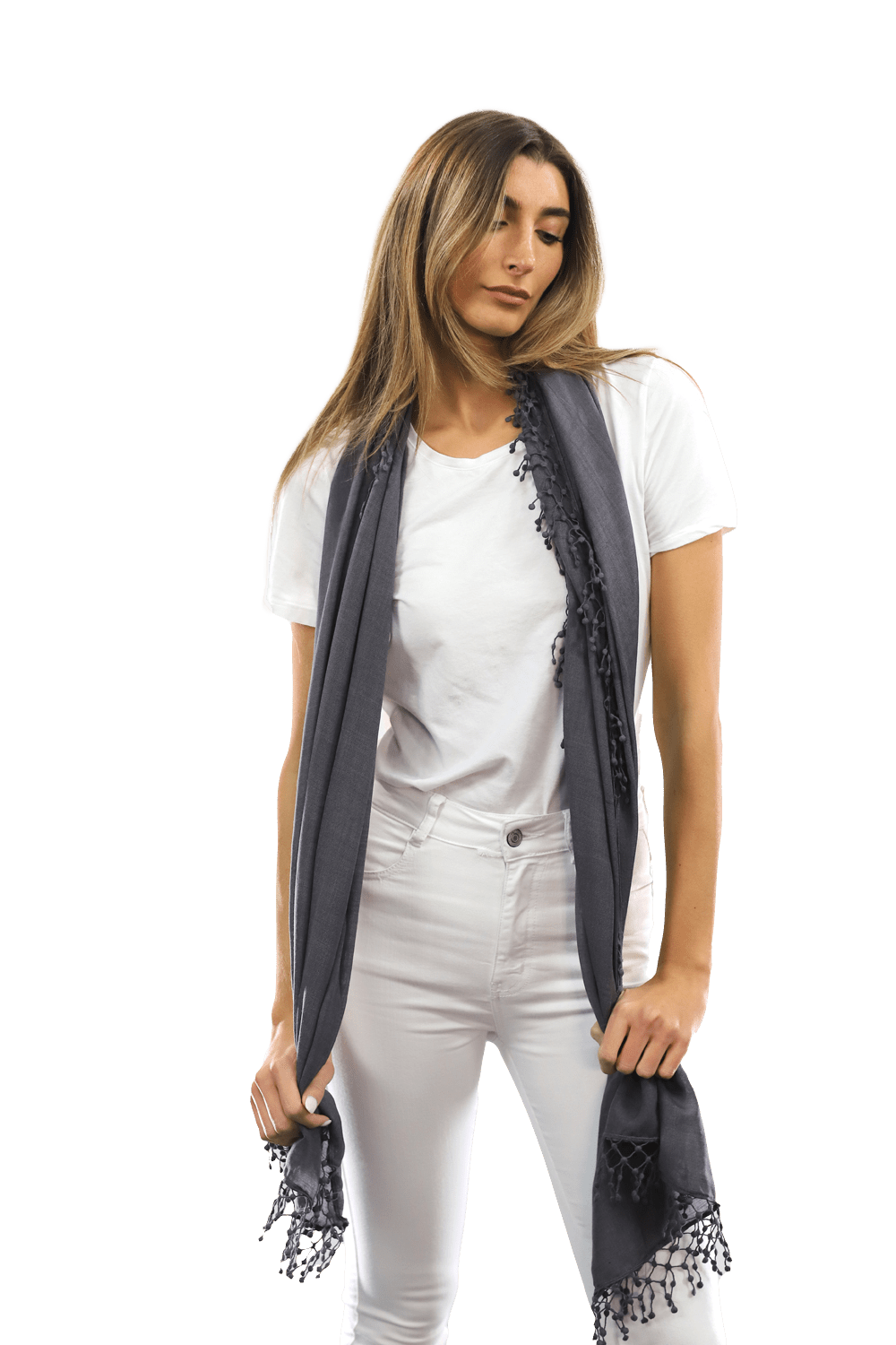 Tie Dye Light Print Scarf- Deep Plum Heather Grey