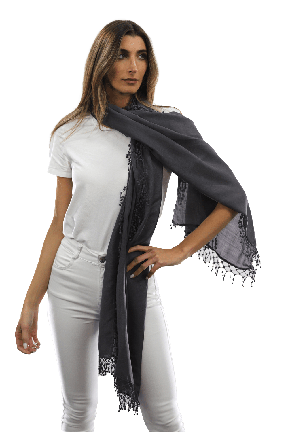 Tie Dye Light Print Scarf- Deep Plum Heather Grey