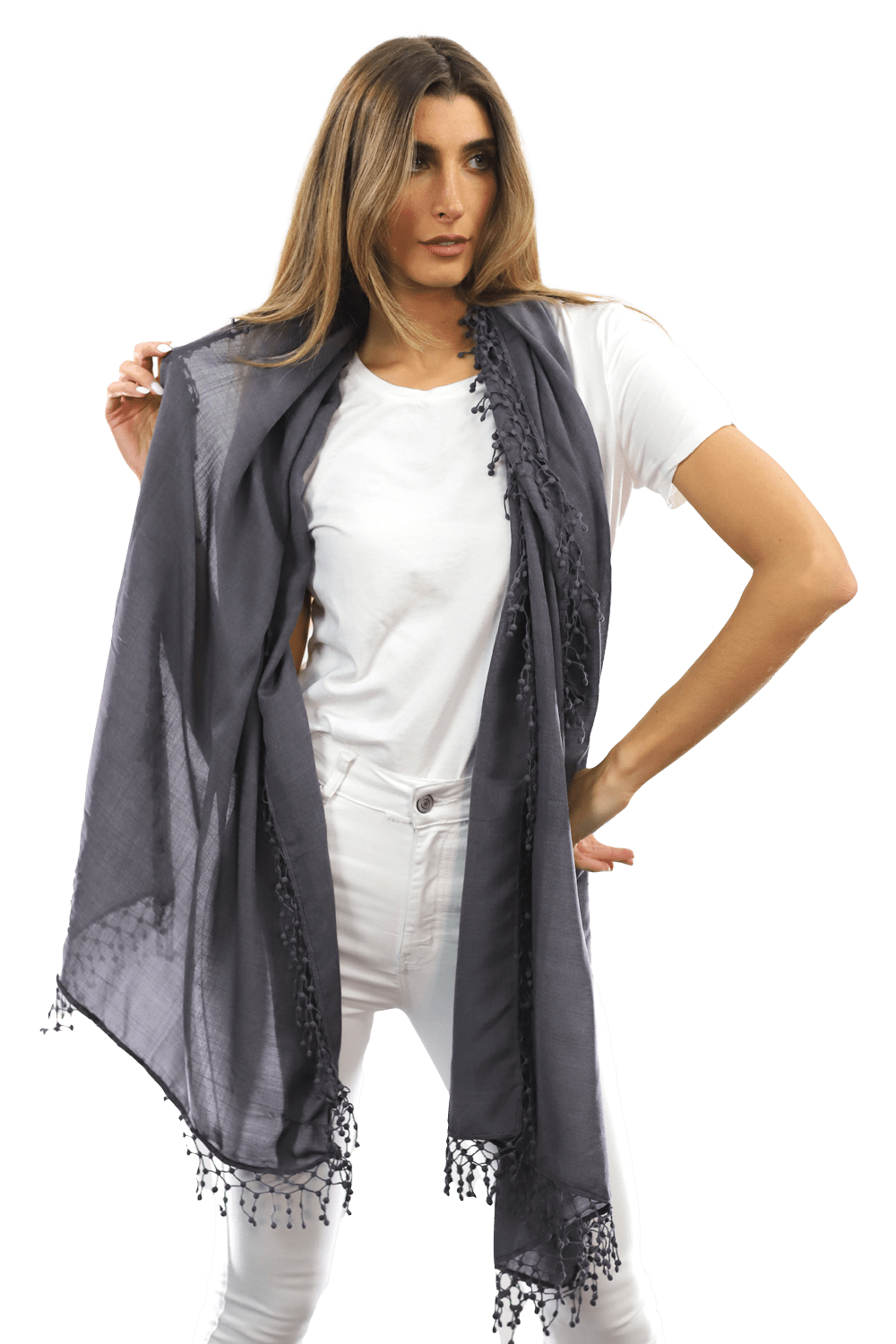 Tie Dye Light Print Scarf- Deep Plum Heather Grey