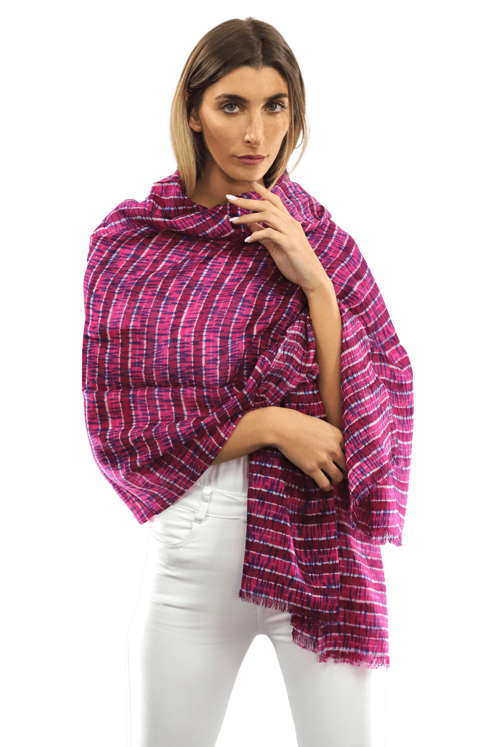 Tie Dye Light Print Scarf- Mauve Pink Lilac