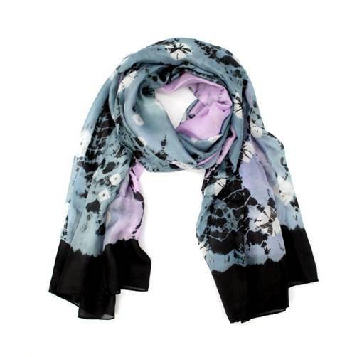 Tie Dyed Silk Scarf - Grey/Pink